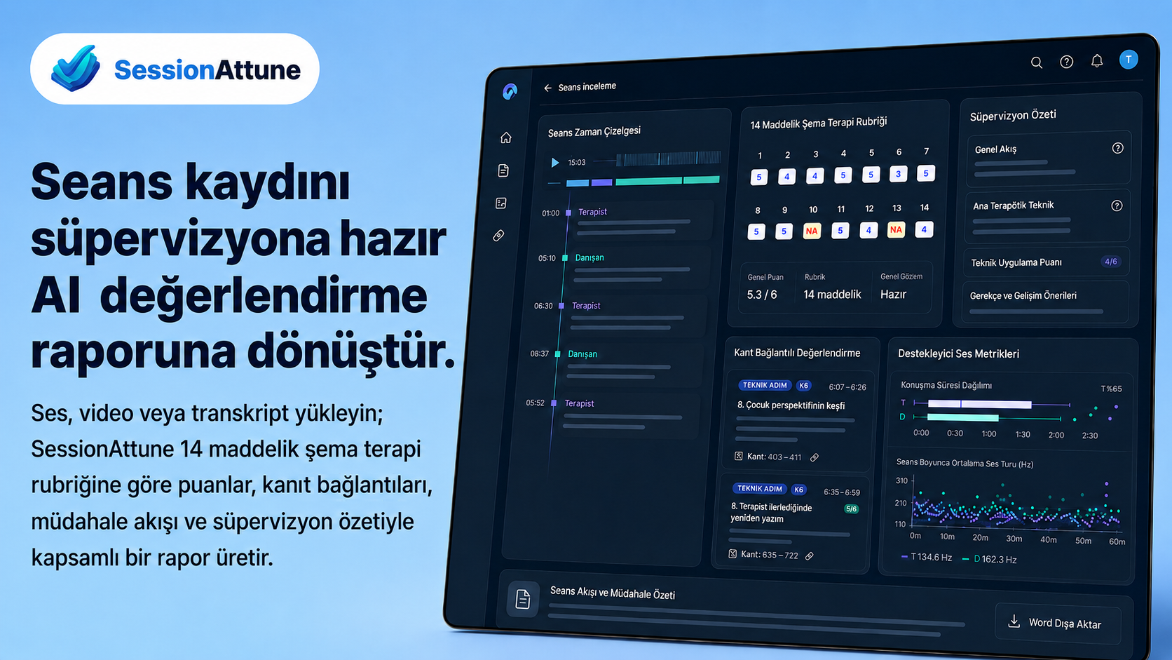 SessionAttune - seans kaydını süpervizyona hazır AI değerlendirme raporuna dönüştür